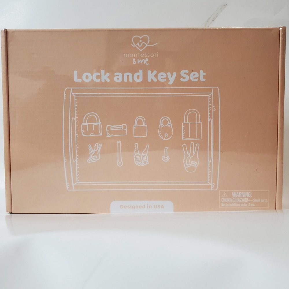 Montessori & Me Lock and Key Set Educational Toy with Wooden Tray New NIB